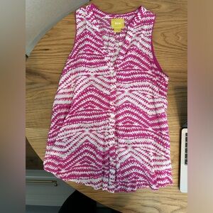 Anthropologie Maeve pink and white Ada tank top, 4 petite